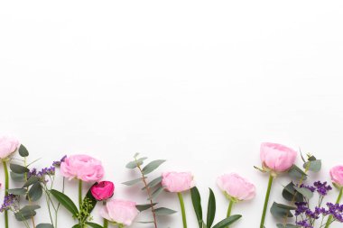 Beyaz bir arka plan üzerinde güzel renkli tipik çiçekler. Sprin