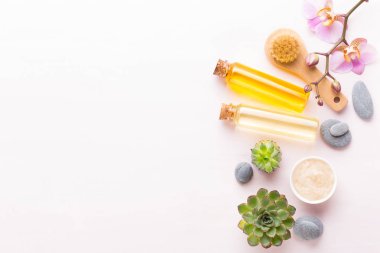 Spa arka plan ile el yapımı bio kozmetik ve kaktüs compositio