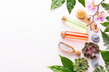 Spa arka plan ile el yapımı bio kozmetik ve kaktüs compositio