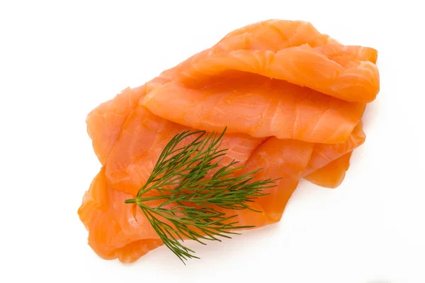 Fresh salmon slice and spice on the white background. — Stock Photo, Image