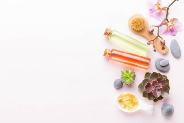 Spa arka plan ile el yapımı bio kozmetik ve kaktüs compositio