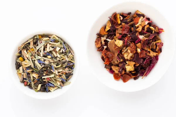 Herbal tea on a white background. Top view. — Stock Photo, Image