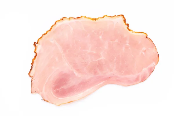 Sliced boiled ham sausage isolated on white background, top view — Stock Photo, Image