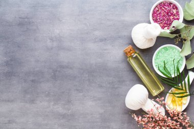 Spa tedavi kavramı, doğal cosmeti ile düz yatıyordu kompozisyon