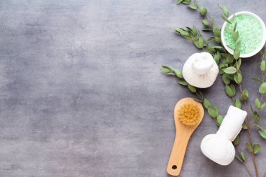 Spa tedavi kavramı, doğal cosmeti ile düz yatıyordu kompozisyon