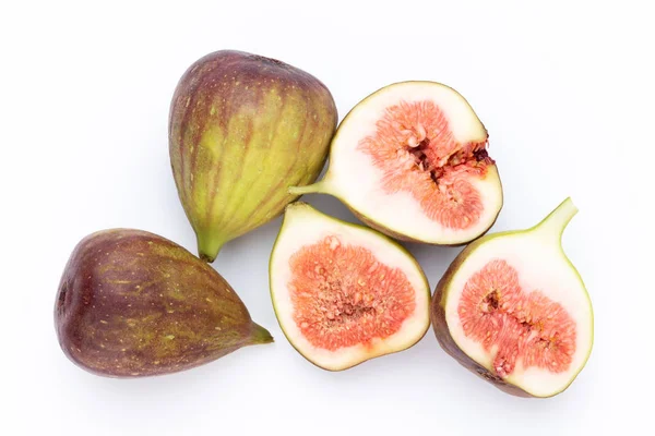 Fig frukter isolerad på vit bakgrund. Ovanifrån. Lägenheten låg patt — Stockfoto