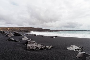 bir görünümü Beach, lanzarote, Kanarya Adaları, İspanya.