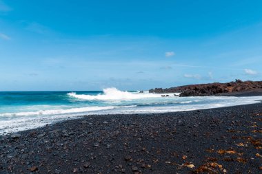 bir görünümü Beach, lanzarote, Kanarya Adaları, İspanya.