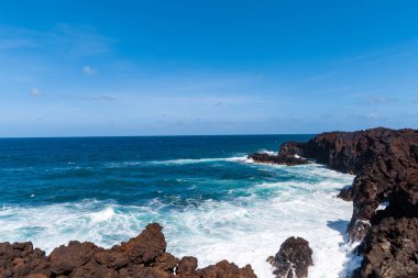bir görünümü Beach, lanzarote, Kanarya Adaları, İspanya.