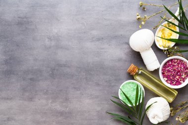 Spa tedavi kavramı, doğal cosmeti ile düz yatıyordu kompozisyon