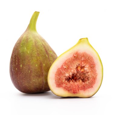 Beyaz arka plan üzerinde izole incir meyve. Üstten Görünüm. Düz yatıyordu patt