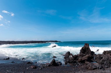 bir görünümü Beach, lanzarote, Kanarya Adaları, İspanya.