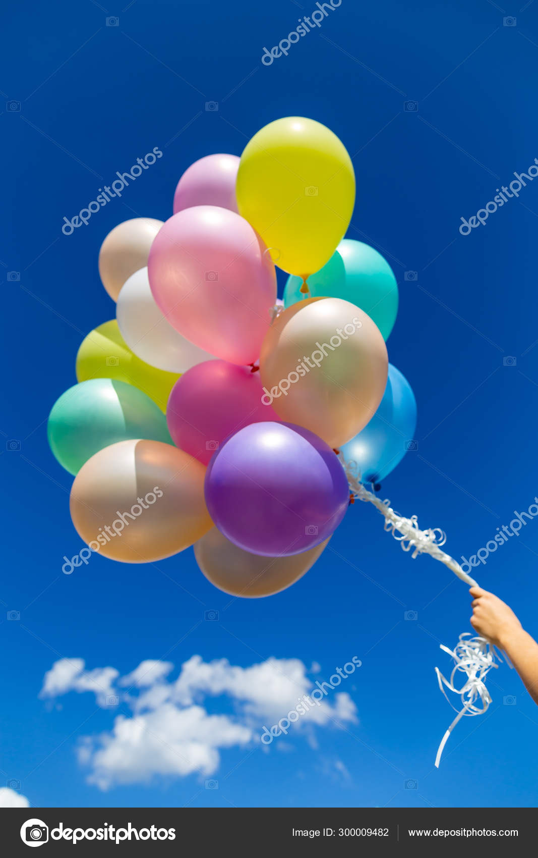 Vintage Heart Balloon With Colorful On Blue Sky Concept Of Love Stock Photo By C Gitusik