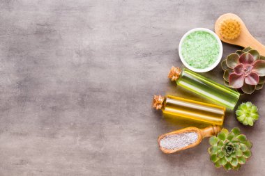 El yapımı biyo-kozmetik ve kaktüs kompozitli spa arka planı