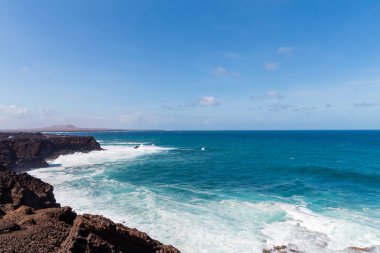 bir görünümü Beach, lanzarote, Kanarya Adaları, İspanya.