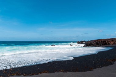 bir görünümü Beach, lanzarote, Kanarya Adaları, İspanya.