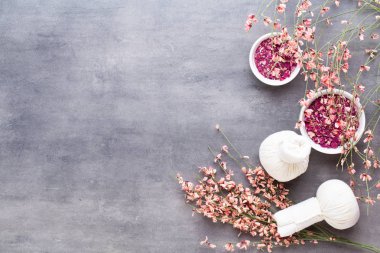 Spa tedavi kavramı, doğal cosmeti ile düz yatıyordu kompozisyon