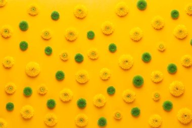 Sarı arka planda sarı çiçek deseni. Bahar selamlaması c