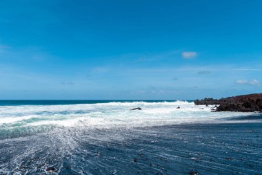 bir görünümü Beach, lanzarote, Kanarya Adaları, İspanya.