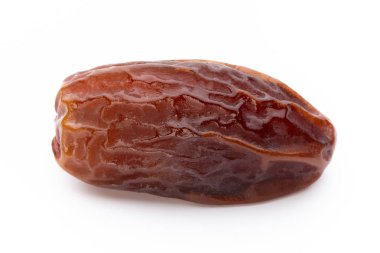 Kuru tarihler beyaz arkaplanda izole edilmiş. Üst Manzara. Düz yatıyordu.