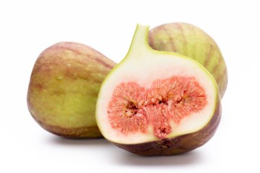 Beyaz arka plan üzerinde izole incir meyve. Üstten Görünüm. Düz yatıyordu patt