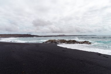 bir görünümü Beach, lanzarote, Kanarya Adaları, İspanya.