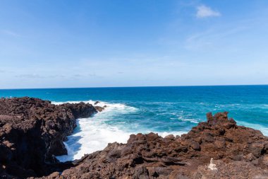 bir görünümü Beach, lanzarote, Kanarya Adaları, İspanya.