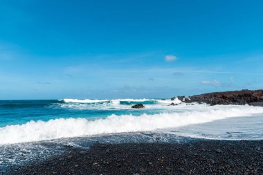 bir görünümü Beach, lanzarote, Kanarya Adaları, İspanya.