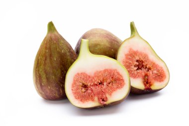 Beyaz arka plan üzerinde izole incir meyve. Üstten Görünüm. Düz yatıyordu patt