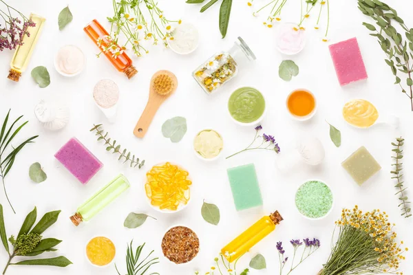 Spa aromaterapi çiçek arka plan, düz yatıyordu.