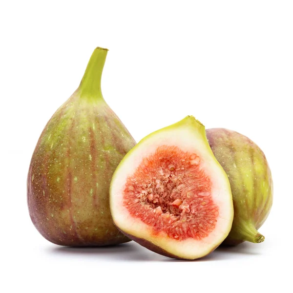 Beyaz arka plan üzerinde izole incir meyve. Üstten Görünüm. Düz yatıyordu patt