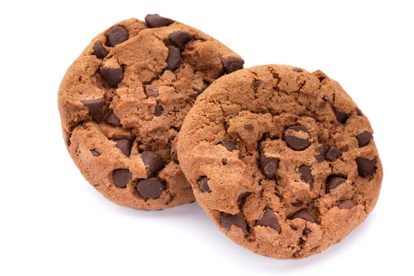 Beyaz arka plan üzerinde izole çikolatalı kurabiye. Tatlı biscu