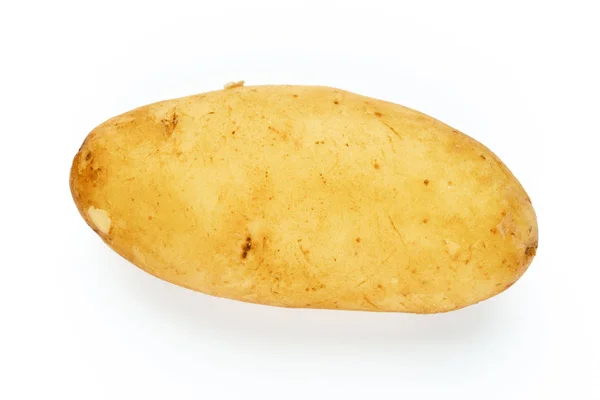 Patata joven aislada sobre fondo blanco. Cosecha nueva. Puesta plana —  Fotos de Stock