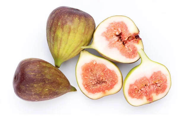 Fig fruits isolated on white background. Top view. Flat lay patt — Stock Photo, Image