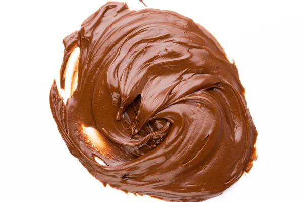Schokoladencreme isoliert auf weißem Hintergrund. Flache Lage. — Stockfoto