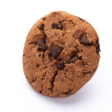 Beyaz arka plan üzerinde izole çikolatalı kurabiye. Tatlı biscu