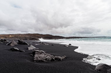 bir görünümü Beach, lanzarote, Kanarya Adaları, İspanya.