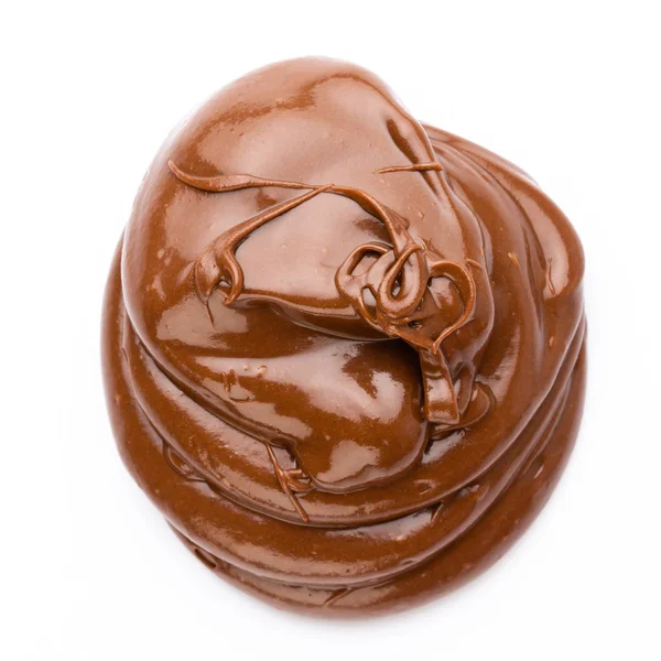 Csokoládé krém elszigetelt fehér háttérrel. Lapos fektetés. — Stock Fotó