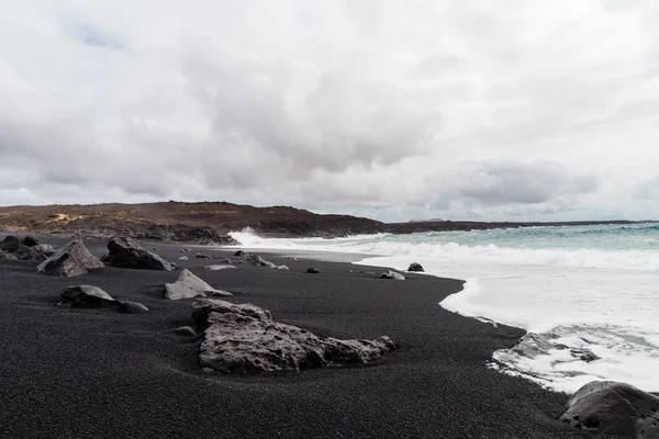 bir görünümü Beach, lanzarote, Kanarya Adaları, İspanya.