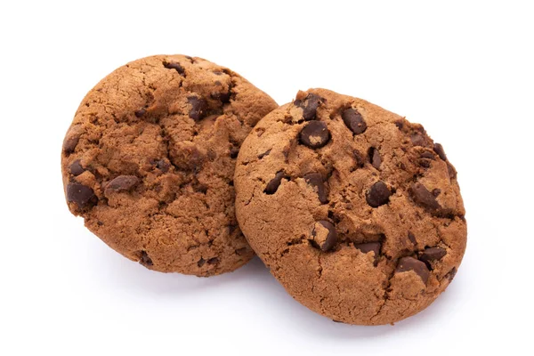 Beyaz arka plan üzerinde izole çikolatalı kurabiye. Tatlı biscu