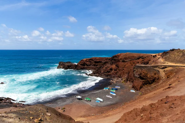 bir görünümü Beach, lanzarote, Kanarya Adaları, İspanya.