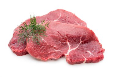 Taze çiğ dana biftek üzerine beyaz izole.