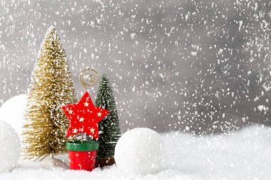 Gri metal arka plan, Noel dekorasyon.