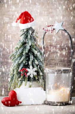 Şamdan. Noel fener. Noel dekorasyon, CA tebrik