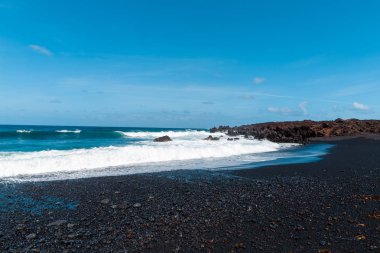 bir görünümü Beach, lanzarote, Kanarya Adaları, İspanya.