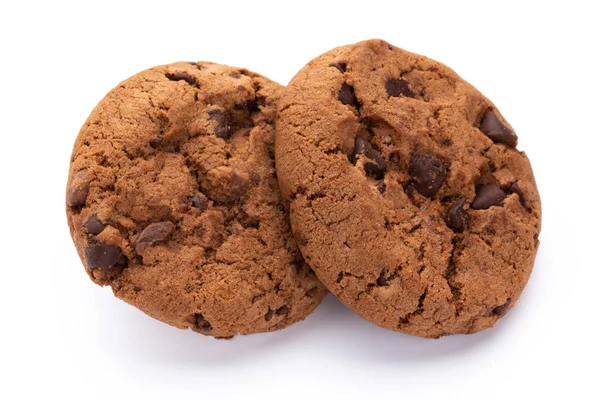 Beyaz arka plan üzerinde izole çikolatalı kurabiye. Tatlı biscu