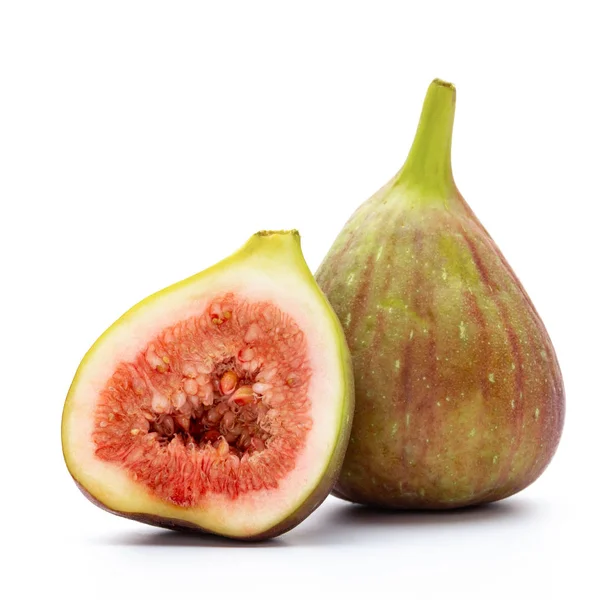 Beyaz arka plan üzerinde izole incir meyve. Üstten Görünüm. Düz yatıyordu patt