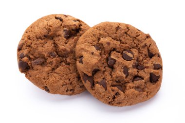 Beyaz arka plan üzerinde izole çikolatalı kurabiye. Tatlı biscu