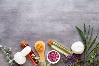 Spa tedavi kavramı, doğal cosmeti ile düz yatıyordu kompozisyon