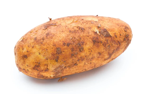 Biyolojik russet patates izole edilmiş beyaz arka plan.